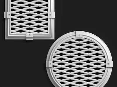 Square and Round Lattice Grille Components with Metallic Frame Design 3d model