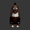 Basset Hound Dog With Brown Black White Coat And Long Ears Standing