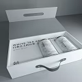 Minimalist Decorative Ornament Set White Open Box Display Silver Cylindrical Textured Design
