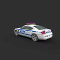 White NYPD Police Car With Blue Stripes And Emergency Lights