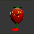 Cartoon Strawberry Character With Green Leaves Red Body Arms And Legs Big Eyes