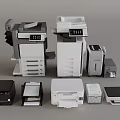 Modern printer copier scanner fax machine shredder document basket 3d model