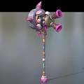 Ornate Pink Purple Hammer Weapon With Circular Patterns And Decorative Handle