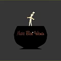 Black Decorative Candle Holder With Golden Figurine Top And Red Alone Text
