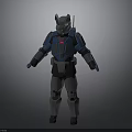 Armored Humanoid Creature Character With Blue Gray Armor And Horned Helmet