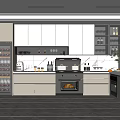 Modern Kitchen Interior With White Cabinets Black Oven And Marble Countertop 3d model
