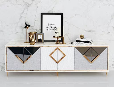 Modern Side Cabinet Neo-classical Decorative Cabinet Ornaments Combination 3d model