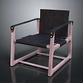 Accent Chair with Light Wood Frame Dark Upholstered Seat Backrest Black Armrests and Metal Rivets