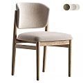 Modern Minimalist Dining Chair With Light Gray Upholstered Seat And Natural Wood Frame