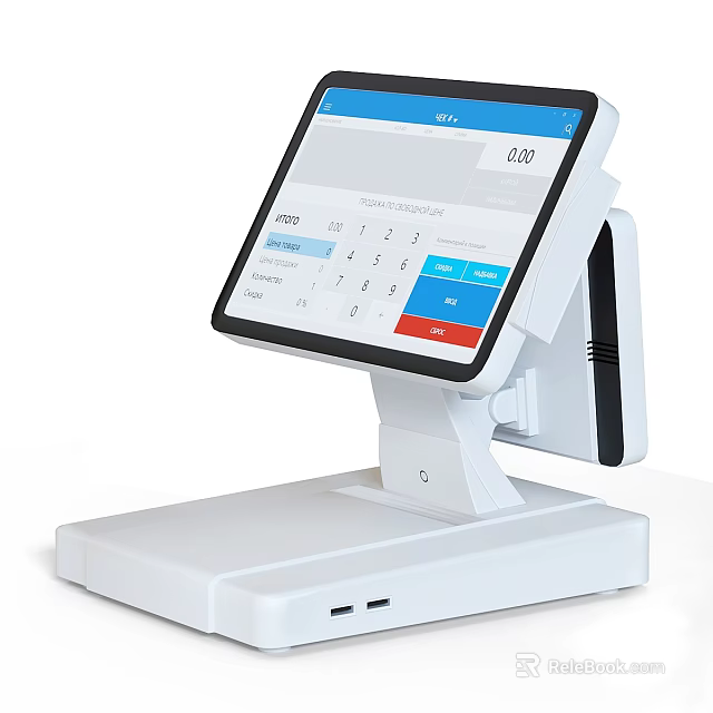 White Commercial POS Terminal With Touchscreen Display And Built In Receipt Printer 3d model