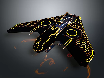 Advanced Cosmic Spacecraft With Neon Honeycomb Wings And Futuristic Design For Interstellar Exploration 3d model