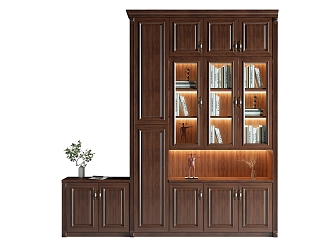 New Chinese Style Solid Wood Bookcase Wardrobe 3d model