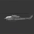 3D Model Military Helicopter With Rotor Blades Cockpit And Weapons On Reflective Surface