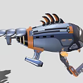 Futuristic Water Vehicle With Gray Orange Design And Mechanical Fins Structure