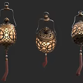 Three Traditional Intricate Cutout Design Chandeliers With Hanging Tassels And Elegant Details