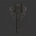 Interstellar Cosmic Spacecraft 3D Model With Intricate Metallic Structure And Design