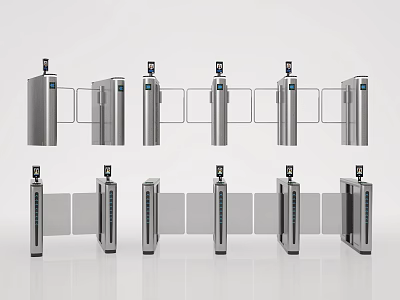 Modern Silver Public Facility Turnstile For Access Control In Public Areas 3d model