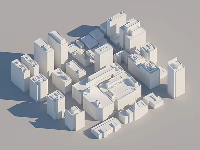 Modern Urban Building Complex 3D Model With White Architecture And Various Structures 3d model