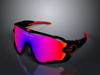 Stylish Sunglasses With Black Frame Red Accents And Pink Reflective Lenses 3d model