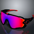 Stylish Sunglasses With Black Frame Red Accents And Pink Reflective Lenses