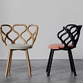 Modern Design Dining Chairs With Curved Back And Light Gray Pink Seats