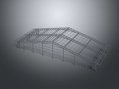 Industrial Metal Frame Structure With Arch Roof And Steel Beams Construction Skeleton 3d model