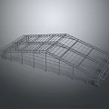 Industrial Metal Frame Structure With Arch Roof And Steel Beams Construction Skeleton