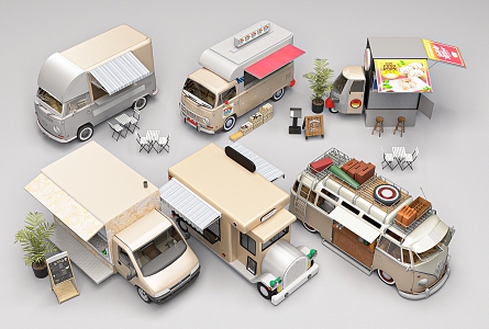 Modern Vans Breakfast Car Food Car Night Stall Car Camping Mobile RV Ice Cream Car Outdoor Vans 3d model