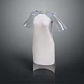 Fashionable White Women's Dress With Transparent Sleeves And Modern Minimalist Design
