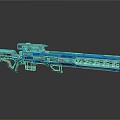 Blue Futuristic Sci Fi Weapon With Long Barrel Orange Accents And Detailed Metallic Design