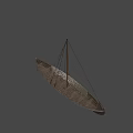 Traditional Wooden Yacht With Sail Mast Rowing Seats And Blue Trim Design