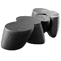 Modern Unique Shape Coffee Table With Black Wood Grain Surface And Connected Sections 3d model