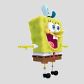 SpongeBob SquarePants Character With Big Eyes Open Arms Brown Shorts Red Tie And Blue Hat