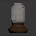 Decorative Shiny Metallic Container With Wooden Base And Cylindrical Shape