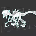 3D Model Mythical Monster Creature With Gray Body Red Head Protrusions Long Tail Sharp Claws