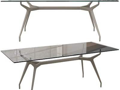Modern Glass Top Dining Table With Sleek Metal Legs And Contemporary Design Style 3d model