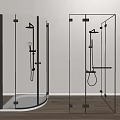 Minimalist Shower Partition Shower Towel Rack Bathroom Hardware 3d model