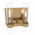 Modern Gold Wall Sconce With Clear Glass Tubes And Metal Frame Design