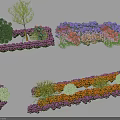 Road Facilities Featuring Roadside Greenery with Vibrant Flower Beds and Various Plants