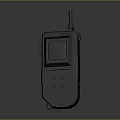 Black Handheld Walkie Talkie Device With Antenna On Gray Background