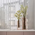 Modern Decorative Ornament Set with Glass Vases and Artificial Flowers for Home Decor