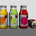 Assorted Bottled Fruit Juice Beverages with Vibrant Colors and Natural Fresh Flavors