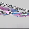 Exhibition Hall Ceiling Design With Curved Pink Blue Lighting For Shopping Mall