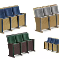 Public Chairs With Multicolor Upholstered Seats And Wooden Frame Design