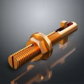 Lighting Combination Hardware With Golden Bolt Nut And Shiny Screw On Gray Gradient Background