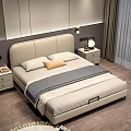 Modern Double Bed With Upholstered Headboard Gray White Wall Nightstands And Rug