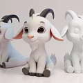 Goat and Sheep Animal Cartoon Image Q Edition US Chen IP Cartoon Game Hand-held Ornaments Pin-in Decorative Scene Atmosphere 3d model