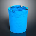 Shiny Blue Cylindrical Container With Smooth Surface And Top Notches Design