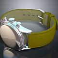 Stylish Watch Back Design With Silver Metal Case And Green Leather Strap