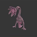 Mythical Creature Character With Long Neck Flower Like Head And Clawed Limbs